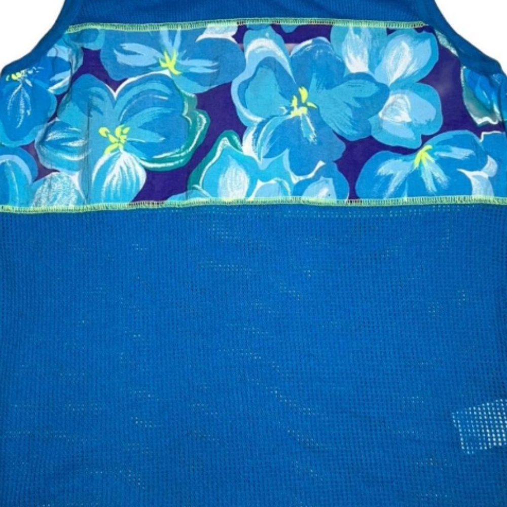 Vintage lizasport Hawain floral blue tank top size S - Picture 2 of 3